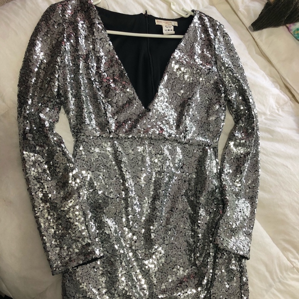 Silver sequin mini party dress size medium